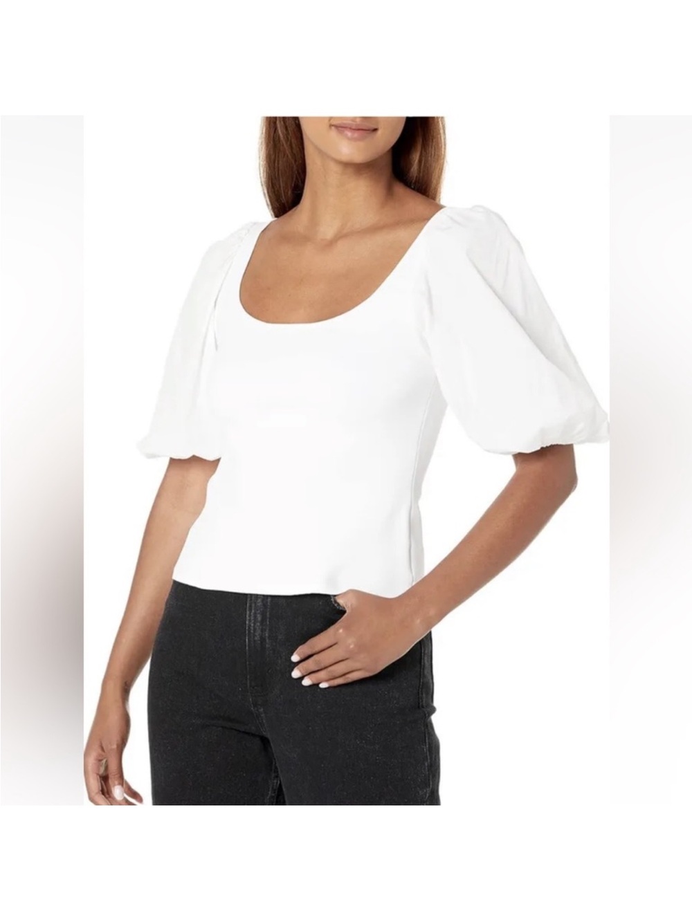 Theory White Puff Sleeve Top